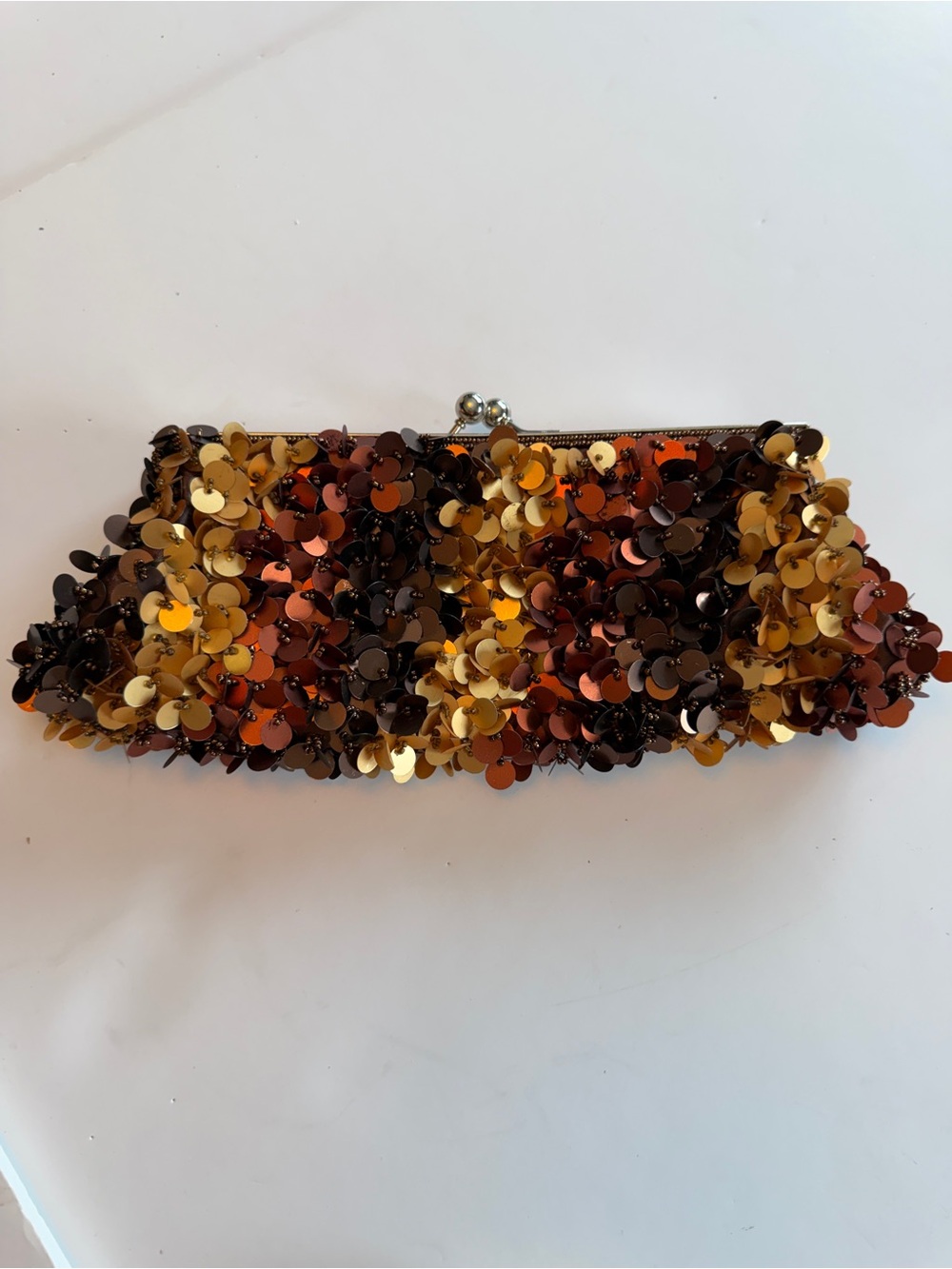 Gold and Brown Sequin Clutch